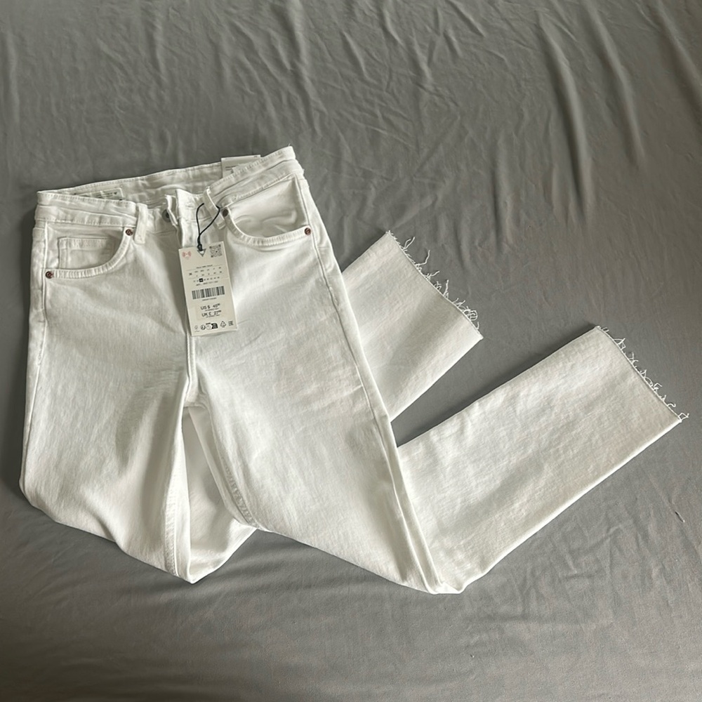 Zara High-Rise Cropped Flare Jeans
